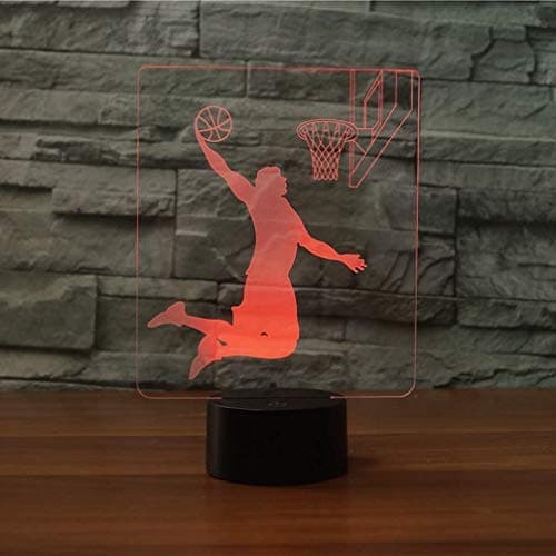 YTDZLTD Créatif 3D Basketball Nuit Lampe 16 Couleurs Changeantes Puissance USB Télécommande Contact Switch Lampe Décorative Illusion Optique LED Lampe de Table Anniversaire Noël Cadeau Enfants Jouets