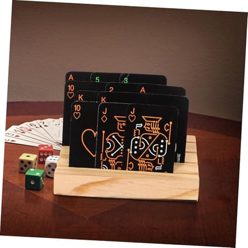 HONMEET Poker Support Titulaire De La Carte en Bois Bois Place Titulaire De La Carte Titulaire De La Carte De Titulaires De Cartes À Jouer pour Adultes Plateau De Cartes en Bois
