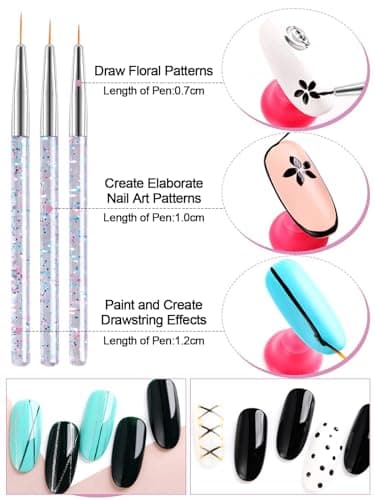 Kalolary Nail Art Stamper, Tampons à Ongle à Gelée et Grattoir, 3 Pièces Nail Art Design Pinceaux, 5 Pièces Nail Dotting Drawing Pens, Jelly Stamper French Smile DIY Outils de Manucure