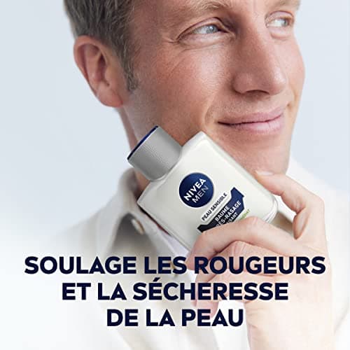 NIVEA MEN Peau Sensible Baume Après-Rasage (1 x 100 ml), Soin Après-Rasage enrichi en Camomille & Hamamélis, Soin visage pour homme 0% d’alcool pour peaux sensibles