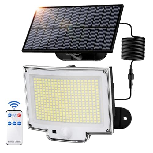 SIGRILL 318 LED Lampe Solaire Extérieur Détecteur de Mouvement, 3000LM Lumiere Solaire Exterieur, 3 Modes Projecteur Solaire Exterieur, IP65 LED Spot Solaire (1 Pièce - 318LED Lumière Froide)
