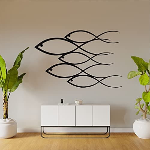 DEKADRON Décoration murale en métal, décoration en forme de poisson, décoration d'intérieur et d'extérieur (45 x 30 cm)