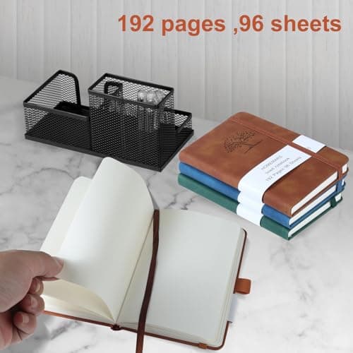 HOMEMARS Carnet de Notes, Cahier A6 Page Blanche,Vert Marron Bleu, Petit Carnet, Petit Cahier, 3 Paquet, Cahier de Note, Carnet de Voyage, 14.4 cm x 9.6cm, 192 Pages Chacune, Motif d'arbre en Relief