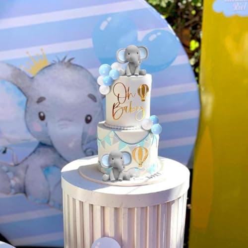 Éléphant Decoration Gateau Oh Baby, 21 Pièces Deco Gateau Anniversaire, Gâteau Topper Oh Baby Cake Topper Éléphant Décoration de Gâteau Bebe pour Bébé Enfants Fille Garçon Anniversaire Baby Shower