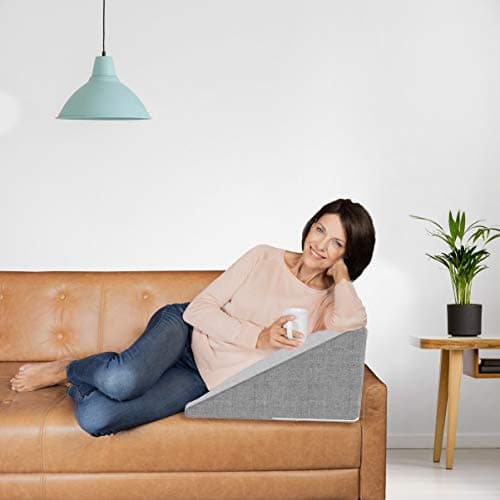 bonmedico Coussin Triangle Ergonomique Multifonction - Coussin Canapé, Lecture, Lit, Rehausseur, Cale Dos en Mousse – Gris