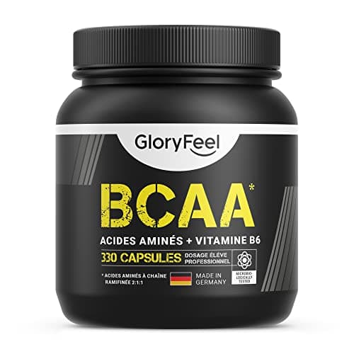 BCAA (330 Capsules), Acides Aminés Essentiels Fortement Dosée, Contient Leucine, Valine et Isoleucine avec Vitamine B6, Hautement Biodisponible, Contre la Fatigue*, Sans Arômes et Additifs