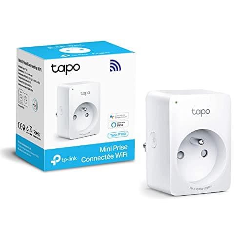 Tapo Prise Connectée WiFi, Prise Intelligente compatible avec Alexa et Google Home, 10A Type E, Contrôler le radiateur, la cafetière, la lampe à distance, aucun hub requis, Tapo P100(FR) 1 Pack