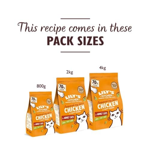 Lily’s Kitchen Fabriqué à partir d’ingrédients naturels Sac d’aliments secs pour chats adultes Sac Poulet aux légumes Recette sans céréales 2 kg