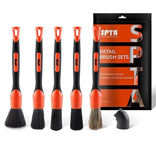 SPTA Brosses Ultra Doux, Auto Brosses Ultra Doux, Brosse à Détail, Brosses de Nettoyage pour Voiture avec Poils Souples, Lot de 5 pour Nettoyer Tableau de Bord, Intérieur, Extérieur
