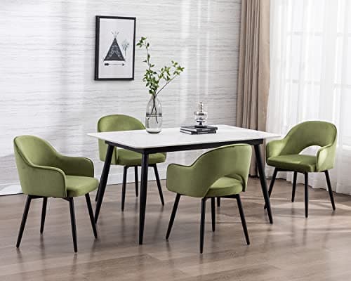Wahson Chaise Salle a Manger en Velours, Lot de 2 Chaises avec Coussin Pivotant, Chaise de Salon Pied Métal Fauteuil pour Cuisine et Maison, Vert