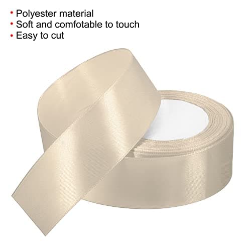 PATIKIL 1,5 Pouce Large 24 Yards 38mmx22m Satin Ruban, 2 Paquet Double Face Solide Artisanat Rouleau pour Fête Maison Bricolage Enveloppe Décoration, Beige
