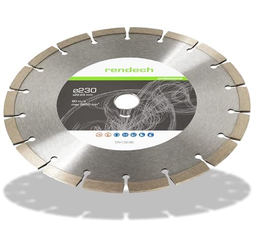 2x Disque diamant 230 mm pour Pierre, Béton, brique etc. - Disques à tronçonner diamantés pour un usage professionnel continu | rendech® Qualité