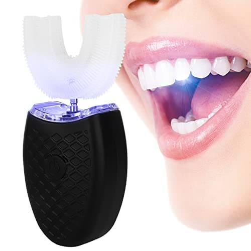 Brosse à dents électrique sonique, tête de brosse à dents en forme de U, nettoyage automatique, 4 modes de nettoyage, tête de brosse à dents en silicone de qualité alimentaire
