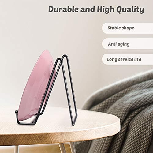 Mocoosy Supports de plaque de 6 pouces pour affichage -Support de plaque 2pcs Support de plaque de chevalet en fer noir Présentoir d'image Supports de cadre en métal pour photo,Plat et Art de table