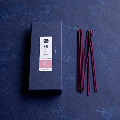 Asayu Japan Bâtonnets d'Encens sans Fumée Parfum Fleur de Cerisier Sakura 40g, Fabriqué à la Main au Japon en Matériau Naturel, Parfait pour la Relaxation, Méditation