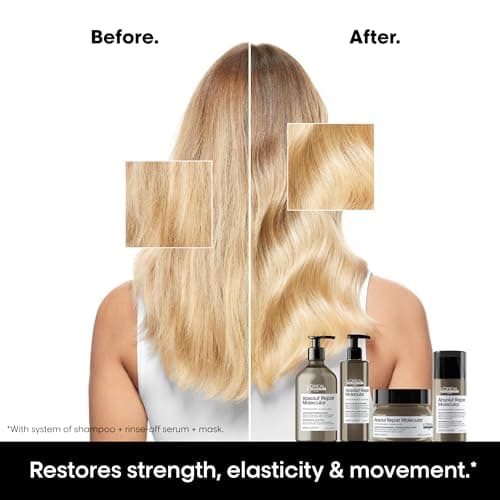 L'OREAL PROFESSIONNEL - Absolut Repair Molecular - Cheveux Très Abîmés, Raides à Bouclés - Traitement Moléculaire & Instantané - 3x Plus de Force