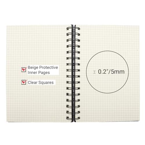 Yarotm Spirale Carnet A5 - Cahier de Note Petit Carreaux 1 Pièce - Carnet de Notes A5 100g / m2 Papier - 240 Pages Cahier a Spirale Carreaux 5mm - A5 Bloc Note Croquis Journal Rigide, Noir