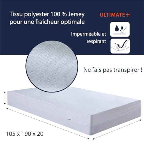 Twillie – Housse de Matelas Intégrale 105x190x20 cm Imperméable - Qualité Supérieure - Anti Punaise de lit – Oeko-TEX® Protège-Matelas Traitement AEGIS® Anti-acarien, bactérien – Alèse Fabriqué en EU