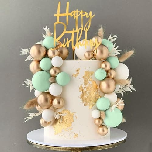 Cupcakes Toppers Balle, 50 PCS Décorations de Gâteau en Boule, Topper de Gâteau de Ballon, Mini Ballons Décoration de Gâteau, Decoration Gateau Anniversaire pour Mariages, Baby Showers (Vert)