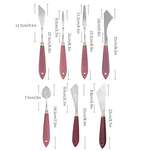 Inoxydable Couteau PeintureCouteau à Palette de Spatule Peinture Grattoir de Mélange de Peinture, 7Pcs Spatule Peinture Acrylique Painting Tools
