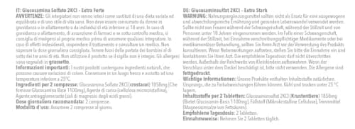 Sulfate de Glucosamine 2KCL - 1858mg Par Portion - 2 Flacons de 60 Comprimés = 120 Comprimés au Total Pour un Approvisionnement de 2 Mois - Fabriqué au Royaume-Uni