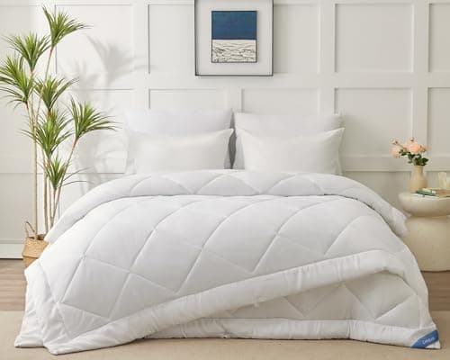 CozyLux Couette 4 Saisons 220x240 - 3 en 1 (150g/m2 + 300g/m2 = 450g/m2), Été Légère + Mi-Saison = Tempérée Chaud Hiver, Avec Boutons Pression, 240x220 Blanc