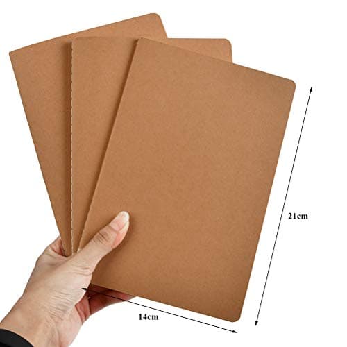 FOCCTS 10pcs Carnet Ligné/Cahier Medium A5 Journal Kraft Couverture Notebook Carnet de Notes Kraft Marron Croquis Papier Cahier de Poche A5 pour Bureau Agenda L'école L'écriture Dessin Journal Voyage