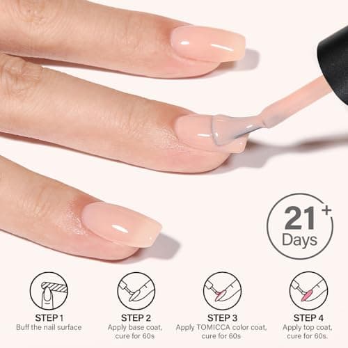 TOMICCA Vernis Semi Permanent Rose Nude Clair, 8ml Soak Off UV LED Vernis à Ongles Gel Semi Permanent Nude Clair pour Nail Art French-Manucure