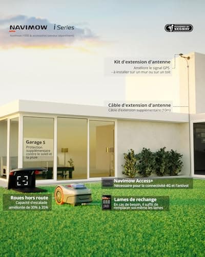 Navimow i105E Robot Tondeuse sans Fil périphérique 500 m2, RTK+Vision Tondeuse Robot Gazon, IA cartographie Automatique, Limite virtuelle, Gestion multizone