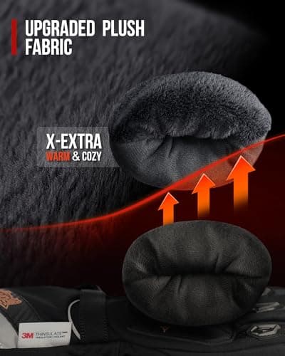 BORLENI Gants Moto Hiver Homologué Homme Imperméables en Fibre de Carbone Gant Moto Chaude Écran Tactile pour Moto Scooter Noir L