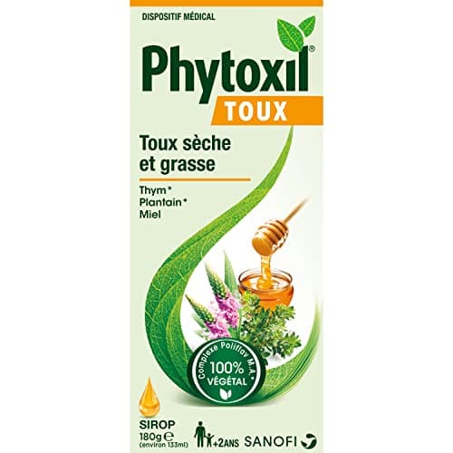 PHYTOXIL TOUX - Dispositif médical- Sirop 133 ml - Soulage la toux sèche et toux grasse - Thym, Plantain, Miel - A partir de 2 ans -