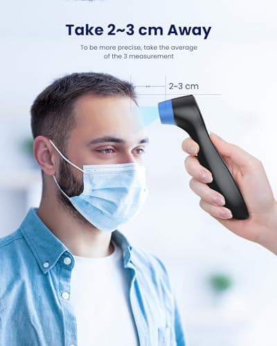 Thermomètre Frontal Bebe et Adultes, Thermometre Medical Numérique sans Contact pour la Fièvre, Thermomètre Infrarouge précis Instantané à l'opération Simple Noir