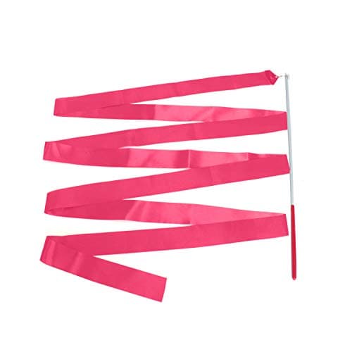 Ruban de gymnastique rythmique rose vif avec bâton de twirling 4 m par Trimming Shop