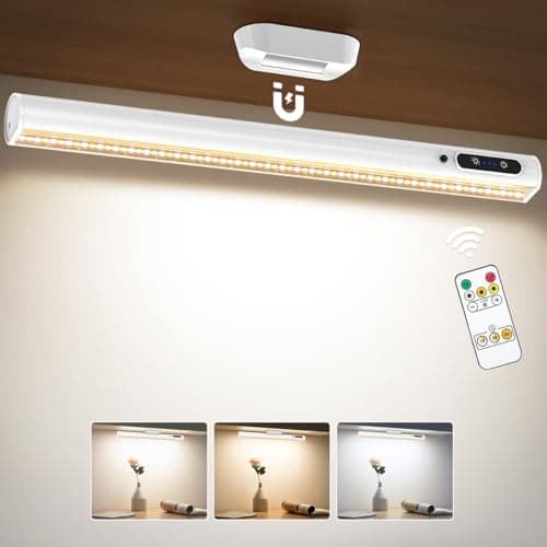 Moslumin Reglette LED Cuisine Rechargeable USB, 4000mAh Lumiere Sans Fil Magnetique avec Telecommande, Lampe Murale pour Interieur, Tableau, Placard, Bureau, Sous Meuble, Miroir Salle de Bain