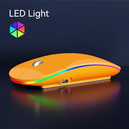 Uiosmuph G18 Souris sans Fil Rechargeable, Souris Bluetooth (BT 5.1+2.4G sans Fil), Silencieuse Gaming Souris et Ergonomique (1200-1600-2400-4800) pour Portable, PC, Ordinateur, Mac (Orange)