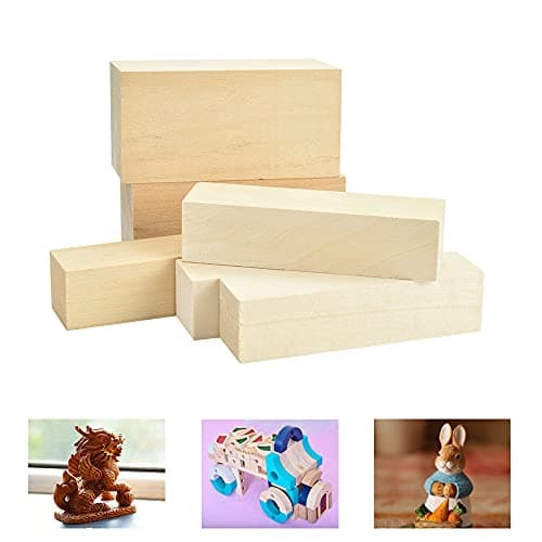 Favengo 6 PCS Bloc de Sculpture Bois 10 * 5 * 5cm 10 * 2.5 * 2.5cmbloc de Bois Tilleul Bloc de Bois Brut Pour Sculpture Bloc Tilleul Sculpture Sculpture Block Bloc à Sculpter