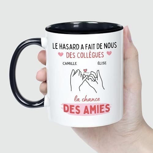 CADEAU PLUS Mug Personnalisé Prénom - Hasard Fait des Collègues Chance des Amies - Cadeau Pour Collègue, Cadeau Personnalisé Collegue, Mug Meilleure Collegue, Tasse Personnalisable Collegue