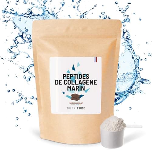 Nutripure | Collagène Marin Sauvage en Poudre | Complément Alimentaire Articulations, Soin des Cheveux & Ongles, Peau | Collagène Marin Hydrolisé | Chocolat | Sachet de 310g | 1 Mois | Made in France