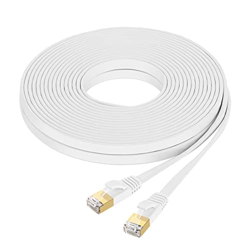 Fumitt Câble Ethernet Cat 8 15M,Câble réseau internet plat Gigabit RJ45 Lan haute vitesse 40Gbps 2000MHz pour Commutateur,Routeur,Modem,Xbox,PS4,boîtier TV