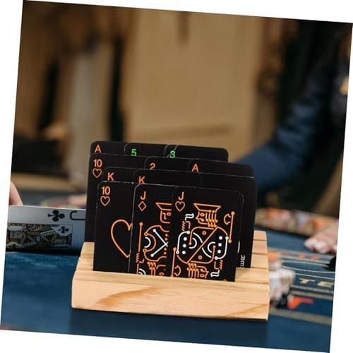 HONMEET Poker Support Titulaire De La Carte en Bois Bois Place Titulaire De La Carte Titulaire De La Carte De Titulaires De Cartes À Jouer pour Adultes Plateau De Cartes en Bois