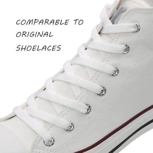 VSUDO Lacets Chaussures Blanc Plat pour Sneakers 130 cm - Compatible avec Nike Air Force, Adidas Stan Smith, Converse, Vans, New Balance, etc. (1 Paire)