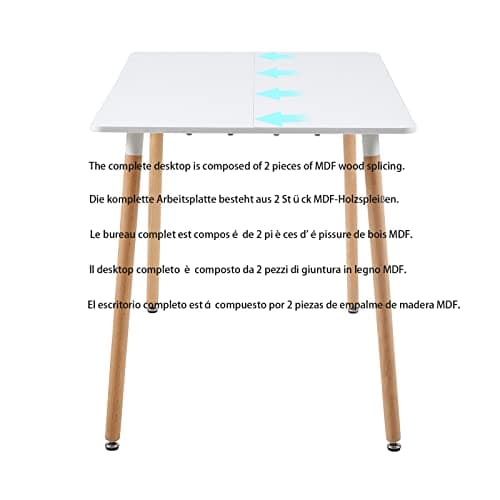 H.J WeDoo Table Salle à Manger Rectangulaire Scandinave Design Bois pour 4 a 6 Personnes Blanche 110 x 70 x74 cm (Table Seulement)