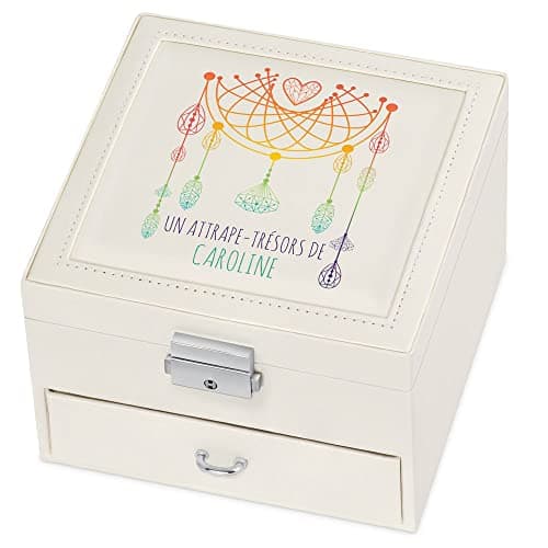 Maverton Coffret à bijoux avec miroir intérieur, Boîte blanche à personnaliser, Coffre à trésors - cadeau personnalisé pour femmes - talisman