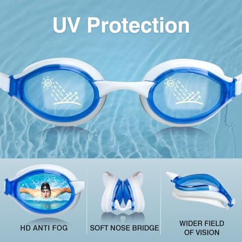 Dizokizo Lunettes de Natation Confortables,Sans Fuite, Lunettes de plongée Anti buée, Protection UV, Lunettes de Piscine pour Adulte Homme Femme