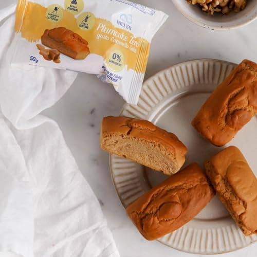 Nuvola Zero - Plumcake Zero Au Caramel Sans Glucides, Collations Sans Lactose, Sans Sucre, Sans Gluten, Riche en Fibres, Paquet de 12 Pièces, Fabriqué en Italie