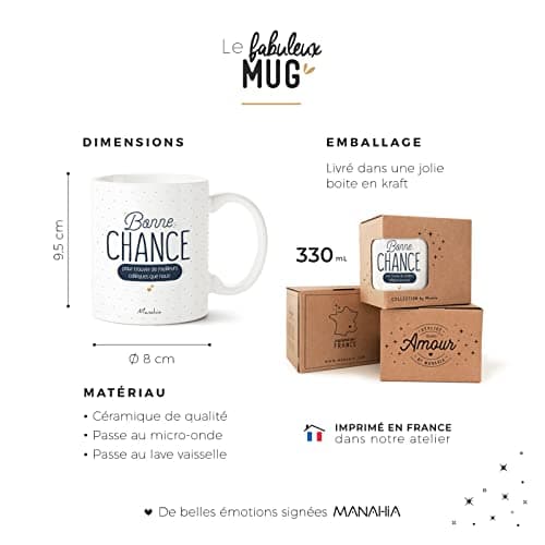 Manahia Mug Cadeau Collègue De Travail - Bonne chance pour trouver de meilleurs collègues que nous - Avec Boite Kraft - Imprimé en France - 330 mL Céramique - Tasse travail - Départ Collègue