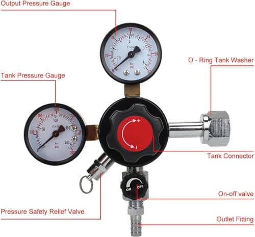 Eastpole Régulateur de fût de CO2 à double jauge à déconnexion rapide avec soupape de surpression de sécurité 0-60 PSI 0-3000 pression du réservoir