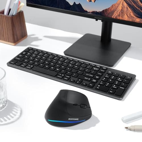 ECHTPower 2024 Update Souris Ergonomique sans Fil, 2.4GHz Souris Verticale Rechargeable, Wireless Mouse Droitier Silencieuse, 4800 DPI Réglable Interface Type C pour PC Laptop Ordinateur Mac Windows