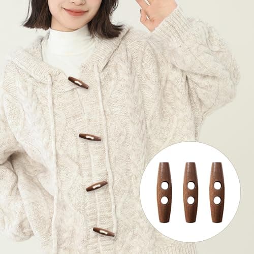 Lot de 50 boutons de bricolage tricotés, couture de boutons en bois, boutons en corne tricotés pour chemises, boutons décoratifs pour vêtements, boutons à tricoter ovales, boutons de manteau à 2 trous