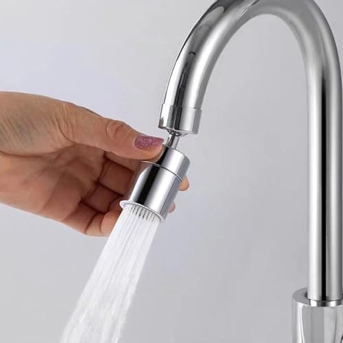 ZONSUSE 360° Pivotant Aérateurs de Robinet, Embout Robinet Cuisine, Aérateurs pour Robinet Pivotant, 2 Modes Mousseur Robinet Economie Eau, Pour lavabo de Cuisine de Salle de Bain (Argent)